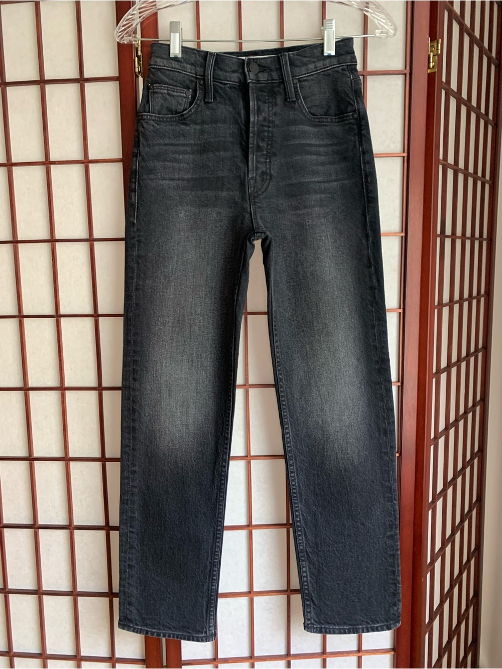 EUC MOTHER SUPERIOR The Tomcat Black Straight Hi-Rise Ankle Crop Jeans Size 24